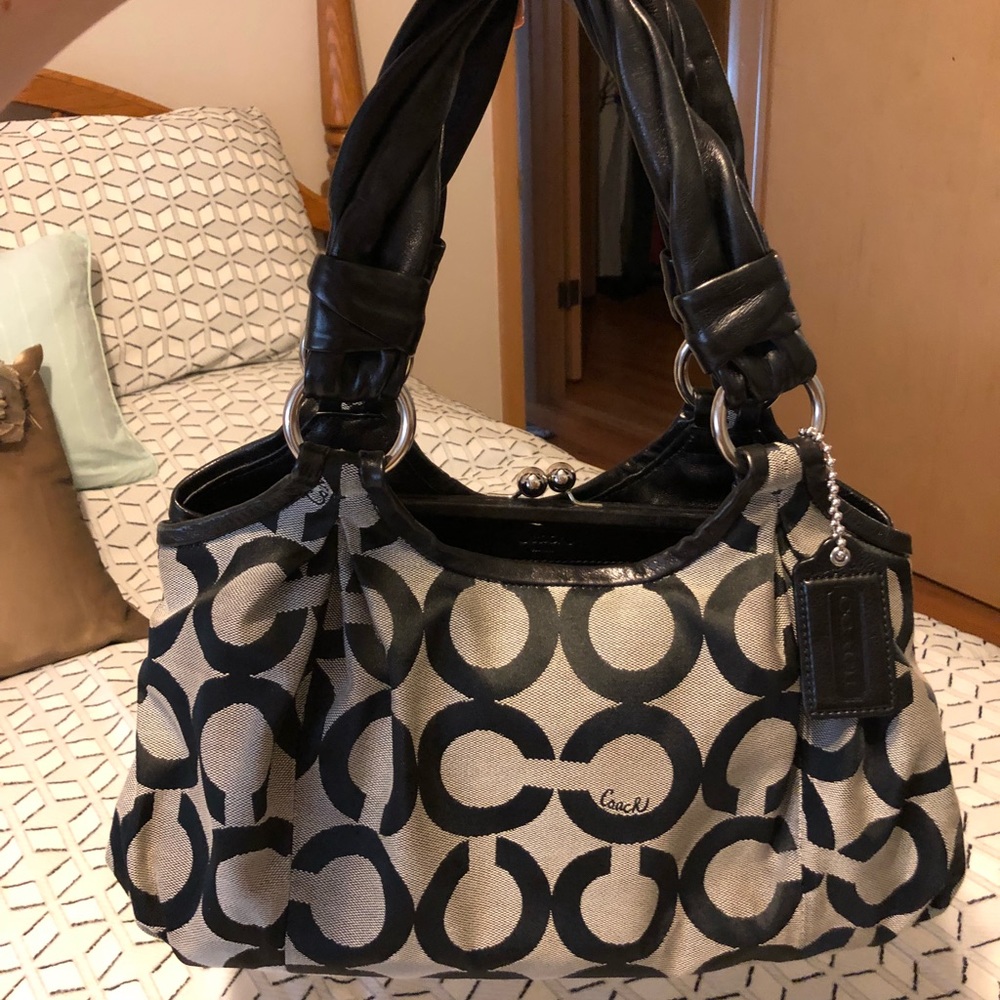 Coach op art signature kiss lock Parker ca…